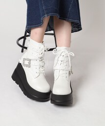 ◆厚底ハート付きキラキラベルトブーツ