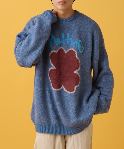 PBLIM(ページボーイリム)の「PBLIM/クローバーモチーフニット(ニット/セーター・レディース・ネイビー/オフホワイト/イエロー/ブルー・FREE)」の3枚目の写真