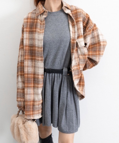 Miniministore(ミニミニストア)の「チェック柄シャツ 起毛シャツブラウス韓国(シャツ/ブラウス・レディース・ブラック/ピンク/オレンジ・M/L)」の15枚目の写真