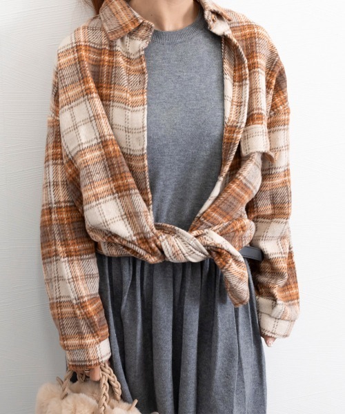 Miniministore(ミニミニストア)の「チェック柄シャツ 起毛シャツブラウス韓国(シャツ/ブラウス・レディース・ブラック/ピンク/オレンジ・M/L)」の16枚目の写真