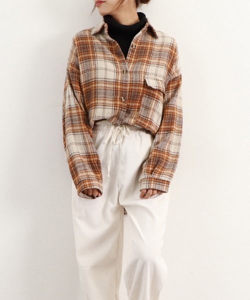 Miniministore(ミニミニストア)の「チェック柄シャツ 起毛シャツブラウス韓国(シャツ/ブラウス・レディース・ブラック/ピンク/オレンジ・M/L)」の22枚目の写真