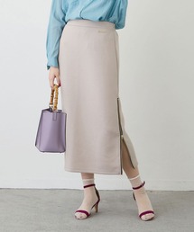 NICOLE white | サイドZIPロングタイトスカート／ダンボールポンチ(スカート)