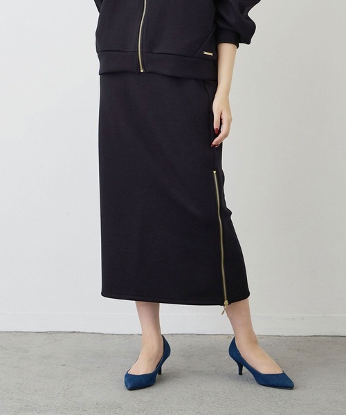 NICOLE white（ニコルホワイト）の「サイドZIPロングタイトスカート／ダンボールポンチ（スカート・レディース・ベージュ/オフホワイト/ブラック・FREE）」の3枚目の写真