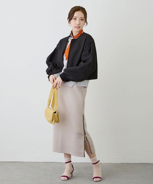 NICOLE white（ニコルホワイト）の「サイドZIPロングタイトスカート／ダンボールポンチ（スカート・レディース・ベージュ/オフホワイト/ブラック・FREE）」の15枚目の写真