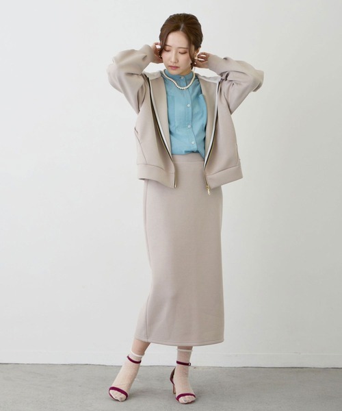 NICOLE white（ニコルホワイト）の「サイドZIPロングタイトスカート／ダンボールポンチ（スカート・レディース・ベージュ/オフホワイト/ブラック・FREE）」の16枚目の写真