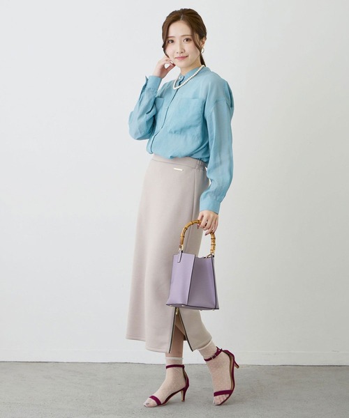 NICOLE white（ニコルホワイト）の「サイドZIPロングタイトスカート／ダンボールポンチ（スカート・レディース・ベージュ/オフホワイト/ブラック・FREE）」の17枚目の写真