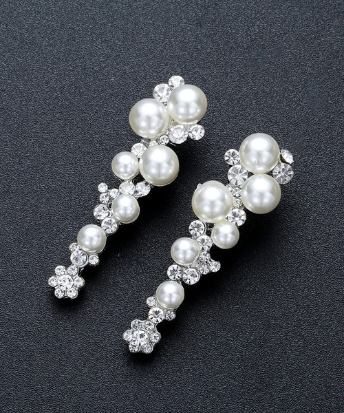 Lace Ladies(レースレディース)の「【2点セット】パール × ビジュー パーティー チェーン ネックレス ピアス(ネックレス・レディース・シルバー・FREE)」の6枚目の写真