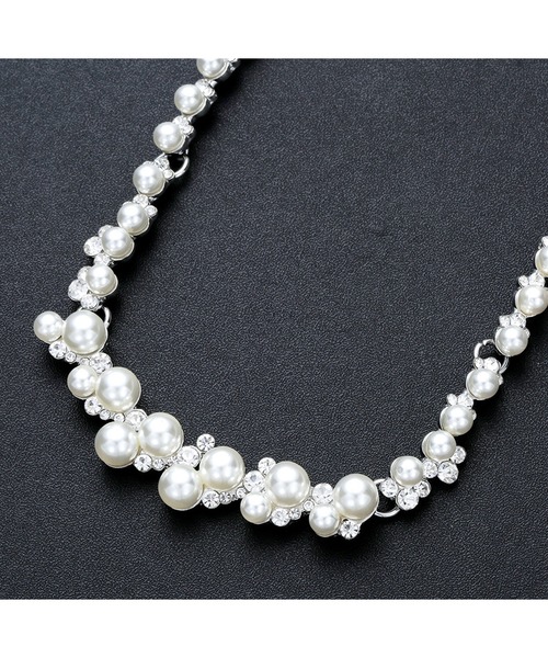 Lace Ladies(レースレディース)の「【2点セット】パール × ビジュー パーティー チェーン ネックレス ピアス(ネックレス・レディース・シルバー・FREE)」の7枚目の写真