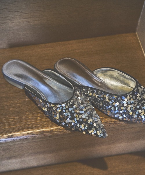 Aunt Marie's(アントマリーズ)の「ポインテッドスパンコールミュール【S,M,Lサイズ展開】(サンダル・レディース・ブラック/シルバー・L/M/S)」の18枚目の写真