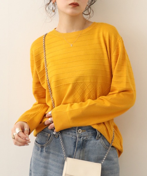 Chiaro（キアロ）の「chiaro プルオーバーニット（ニット/セーター・レディース・マスタード/ロイヤルブルー/オフホワイト/グレー/エメラルド/ブラック/レッド・40）」の6枚目の写真