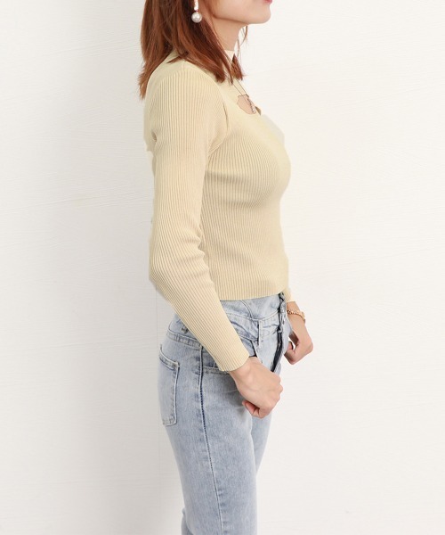 Miniministore(ミニミニストア)の「リブ ニットトップス プチハイネック秋冬(ニット/セーター・レディース・オリーブ/ライトブラウン/ブラック/オフホワイト/ピンク/ベージュ・フリー)」の15枚目の写真