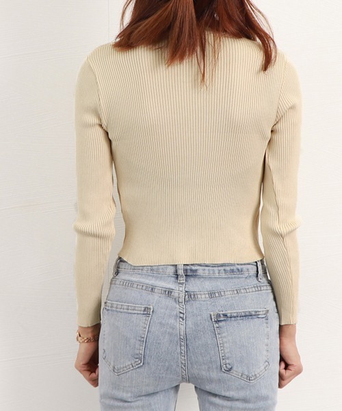 Miniministore(ミニミニストア)の「リブ ニットトップス プチハイネック秋冬(ニット/セーター・レディース・オリーブ/ライトブラウン/ブラック/オフホワイト/ピンク/ベージュ・フリー)」の16枚目の写真