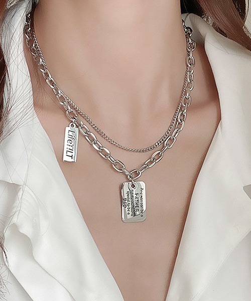 NO WAY（ノーウェイ）の「ドッグタグプレート二連チェーンネックレス