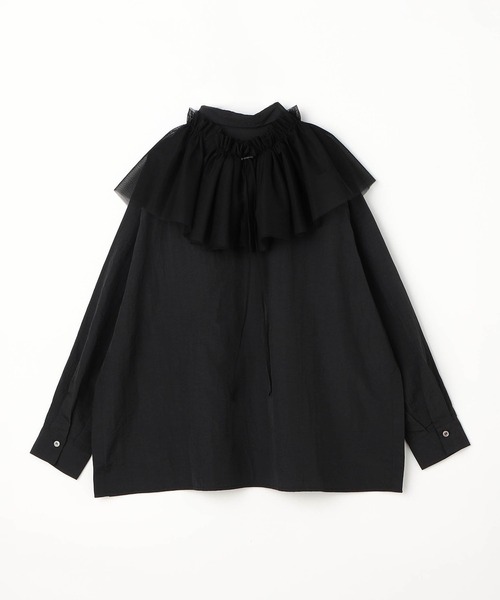 NICOLE CLUB(ニコル クラブ)の「【WEB限定】チュールマルチウェイブラウス(シャツ/ブラウス・レディース・ブラック/オフホワイト・MEDIUM)」の5枚目の写真