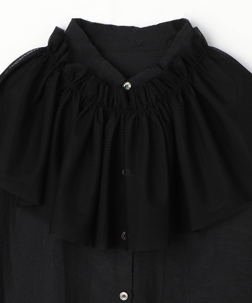 NICOLE CLUB(ニコル クラブ)の「【WEB限定】チュールマルチウェイブラウス(シャツ/ブラウス・レディース・ブラック/オフホワイト・MEDIUM)」の7枚目の写真