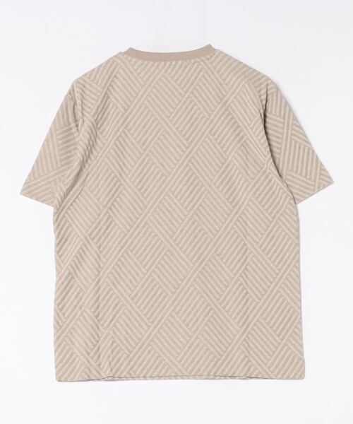 UNION STATION(ユニオンステーション)の「配色ジオメトリックリンク柄スジャガードTシャツ(Tシャツ/カットソー・メンズ・ベージュ/ブラック・L/LL/M)」の3枚目の写真