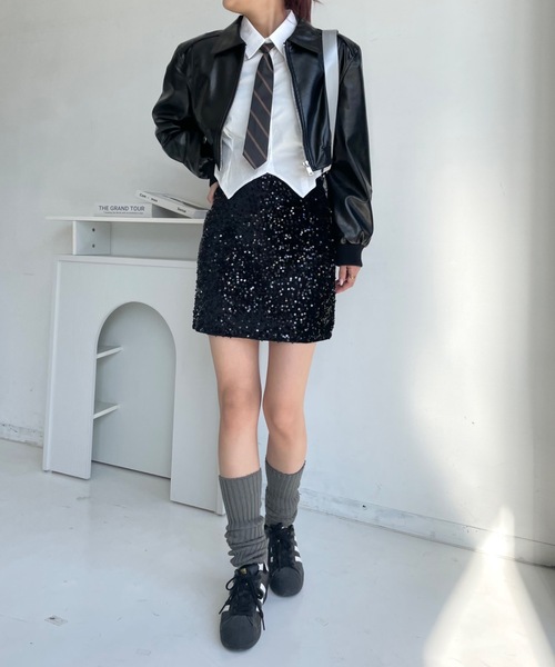 SHAGGIE（シャギー）の「スパンコールミニハイウエストスカート（スカート・レディース・シルバー/ブラック・MEDIUM/SMALL）」の19枚目の写真