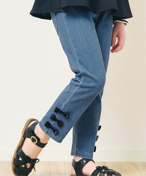 apres les cours（アプレレクール）の「【WEB限定】サイドリボン/7days Style pants（その他パンツ・キッズ・インディゴブルー/ブラック・140/130/120/110/100/90/80）」の2枚目の写真