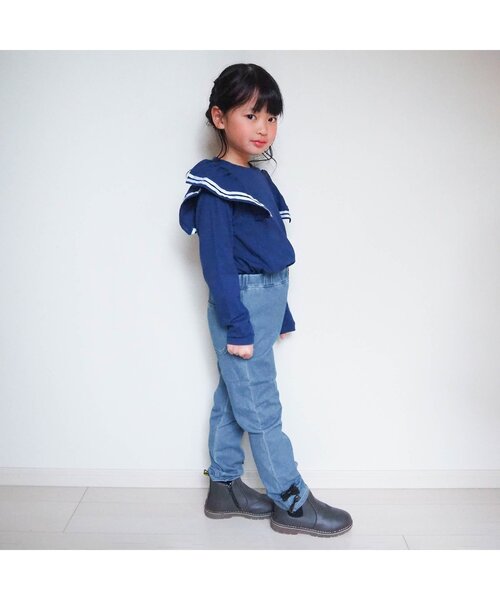 apres les cours（アプレレクール）の「【WEB限定】サイドリボン/7days Style pants（その他パンツ・キッズ・インディゴブルー/ブラック・140/130/120/110/100/90/80）」の17枚目の写真