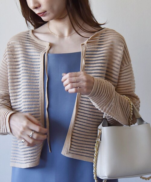 【セール】quaranciel:〈手洗い可能〉シアー ボーダー カーディガン（カーディガン/ボレロ）｜quaranciel（カランシエル）