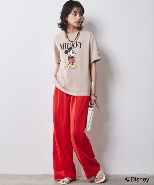 Disney(ディズニー)の「ディズニー ミッキーマウス/綿100%手書き風プリントTシャツ <大きいサイズ有>シックスタイル(Tシャツ/カットソー・レディース・ベージュ/オフホワイト/グレー・M/L/LL/3L/4L/5L)」の8枚目の写真