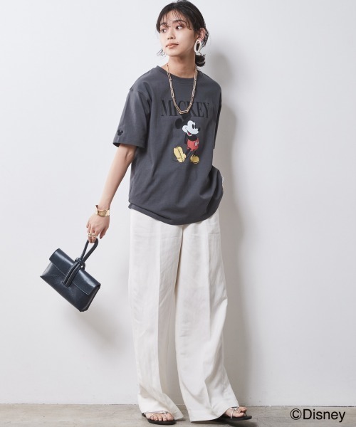 Disney(ディズニー)の「ディズニー ミッキーマウス/綿100%手書き風プリントTシャツ <大きいサイズ有>シックスタイル(Tシャツ/カットソー・レディース・ベージュ/オフホワイト/グレー・M/L/LL/3L/4L/5L)」の16枚目の写真