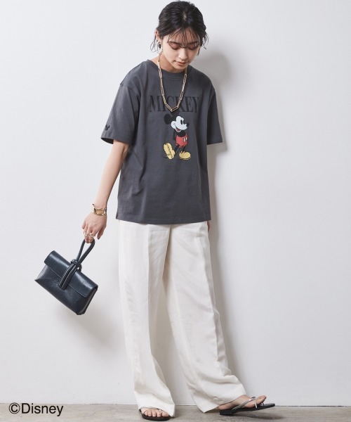 ディズニー ミッキーマウス/綿100％手書き風プリントTシャツ ＜大きい