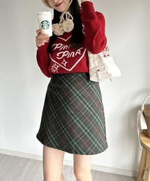 【秋冬コーデに!】ウールライクチェックミニスカート