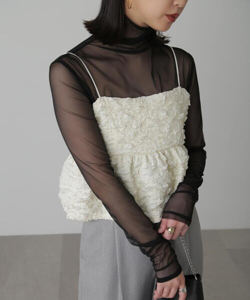 FREE'S MART(フリーズマート)の「◆ぽこぽこジャガードキャミソールビスチェ(シャツ/ブラウス・レディース・ブラック/ベージュ/ホワイト・FREE)」の15枚目の写真