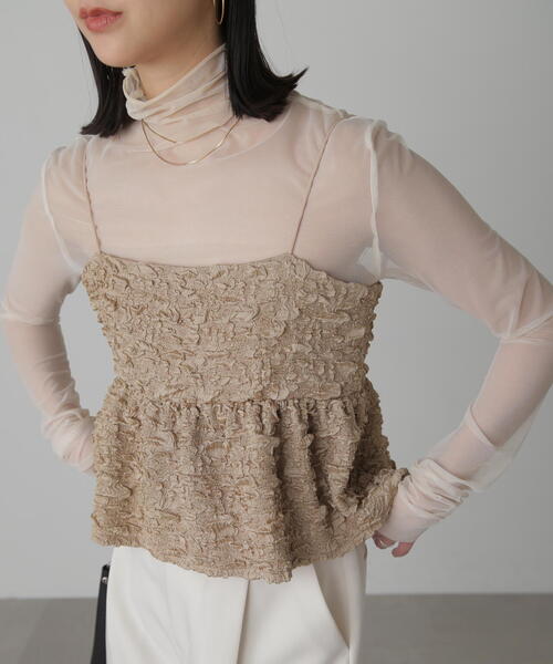 FREE'S MART(フリーズマート)の「◆ぽこぽこジャガードキャミソールビスチェ(シャツ/ブラウス・レディース・ブラック/ベージュ/ホワイト・FREE)」の7枚目の写真