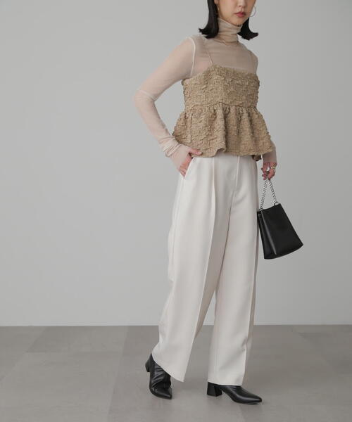 FREE'S MART(フリーズマート)の「◆ぽこぽこジャガードキャミソールビスチェ(シャツ/ブラウス・レディース・ブラック/ベージュ/ホワイト・FREE)」の12枚目の写真