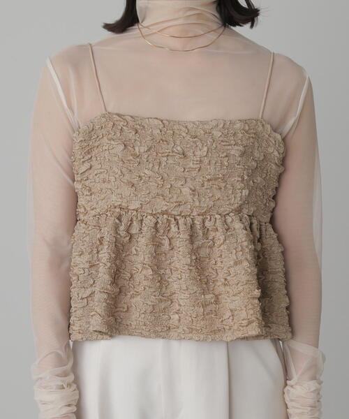 FREE'S MART(フリーズマート)の「◆ぽこぽこジャガードキャミソールビスチェ(シャツ/ブラウス・レディース・ブラック/ベージュ/ホワイト・FREE)」の14枚目の写真