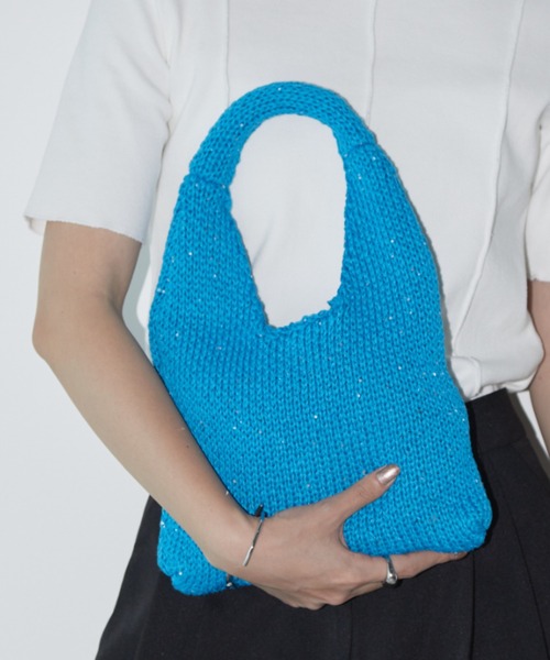 Aunt Marie's（アントマリーズ）の「スパンコールミニニットバッグ（ハンドバッグ・レディース・ブラック/ホワイト/ブルー・FREE）」の3枚目の写真