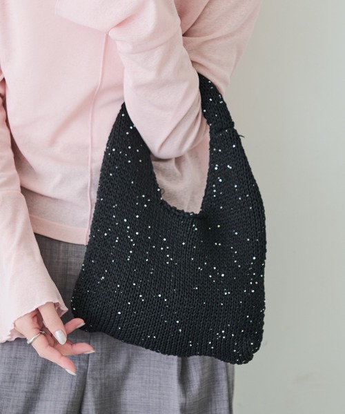 Aunt Marie's（アントマリーズ）の「スパンコールミニニットバッグ（ハンドバッグ・レディース・ブラック/ホワイト/ブルー・FREE）」の17枚目の写真