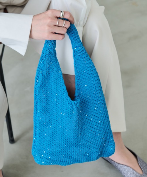 Aunt Marie's（アントマリーズ）の「スパンコールミニニットバッグ（ハンドバッグ・レディース・ブラック/ホワイト/ブルー・FREE）」の22枚目の写真