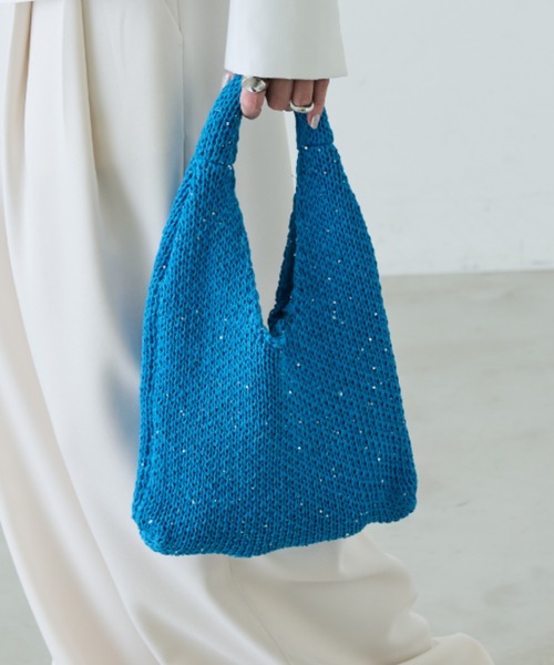 Aunt Marie's（アントマリーズ）の「スパンコールミニニットバッグ（ハンドバッグ・レディース・ブラック/ホワイト/ブルー・FREE）」の12枚目の写真