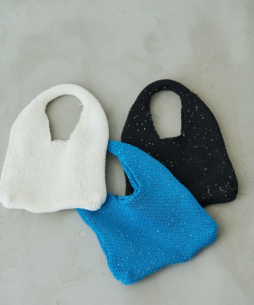Aunt Marie's（アントマリーズ）の「スパンコールミニニットバッグ（ハンドバッグ・レディース・ブラック/ホワイト/ブルー・FREE）」の9枚目の写真