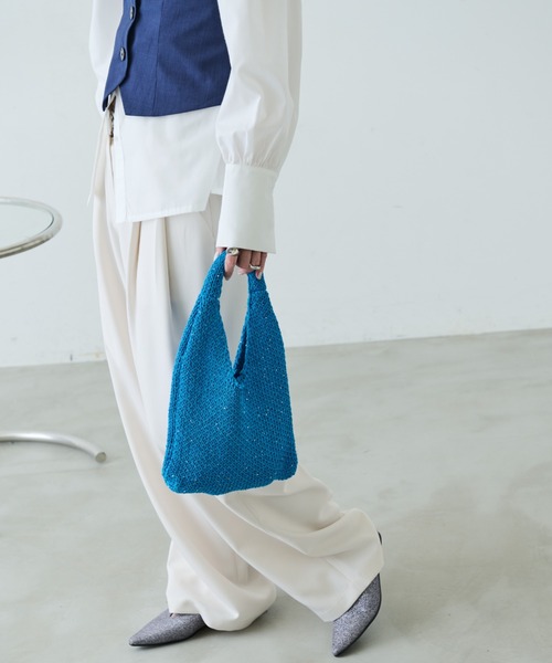 Aunt Marie's（アントマリーズ）の「スパンコールミニニットバッグ（ハンドバッグ・レディース・ブラック/ホワイト/ブルー・FREE）」の14枚目の写真