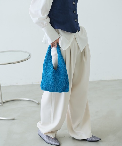 Aunt Marie's（アントマリーズ）の「スパンコールミニニットバッグ（ハンドバッグ・レディース・ブラック/ホワイト/ブルー・FREE）」の15枚目の写真