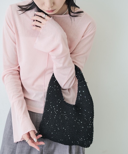 Aunt Marie's（アントマリーズ）の「スパンコールミニニットバッグ（ハンドバッグ・レディース・ブラック/ホワイト/ブルー・FREE）」の18枚目の写真