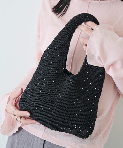 Aunt Marie's（アントマリーズ）の「スパンコールミニニットバッグ（ハンドバッグ・レディース・ブラック/ホワイト/ブルー・FREE）」の19枚目の写真