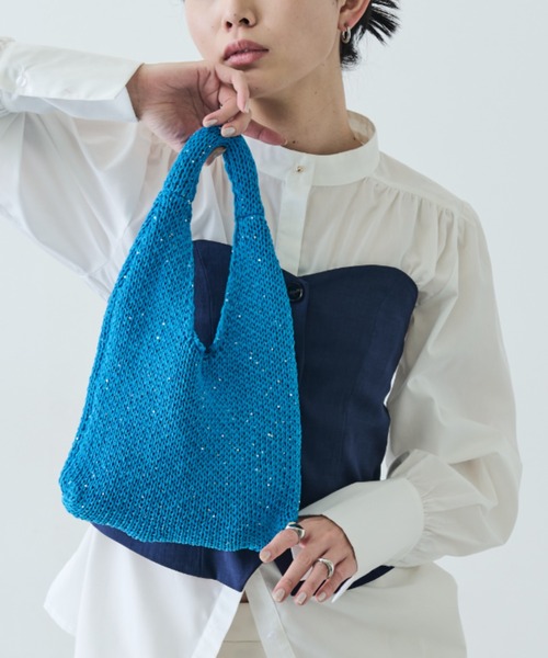 Aunt Marie's（アントマリーズ）の「スパンコールミニニットバッグ（ハンドバッグ・レディース・ブラック/ホワイト/ブルー・FREE）」の20枚目の写真