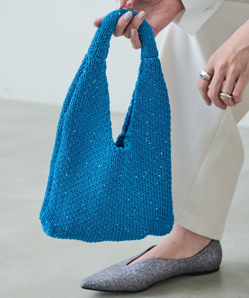 Aunt Marie's（アントマリーズ）の「スパンコールミニニットバッグ（ハンドバッグ・レディース・ブラック/ホワイト/ブルー・FREE）」の21枚目の写真