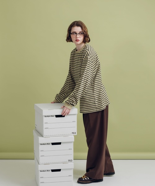 MUHET（ミュエータ）の「ロゴ刺繍ロンT（Tシャツ/カットソー・レディース・ブラック/オフホワイト/チャコールグレー/ベージュ・MEDIUM/X-LARGE）」の9枚目の写真