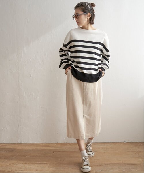 LBC(エルビーシー)の「ドロップショルダーニット(ニット/セーター・レディース・ブルー/ホワイト/イエロー/ベージュ・M)」の9枚目の写真