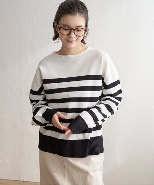 LBC(エルビーシー)の「ドロップショルダーニット(ニット/セーター・レディース・ブルー/ホワイト/イエロー/ベージュ・M)」の1枚目の写真