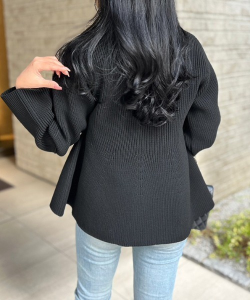 MODE ROBE（モードローブ）の「ペプラムニットブルゾン（ブルゾン・レディース・アイボリー/ブラック・FREE）」の10枚目の写真