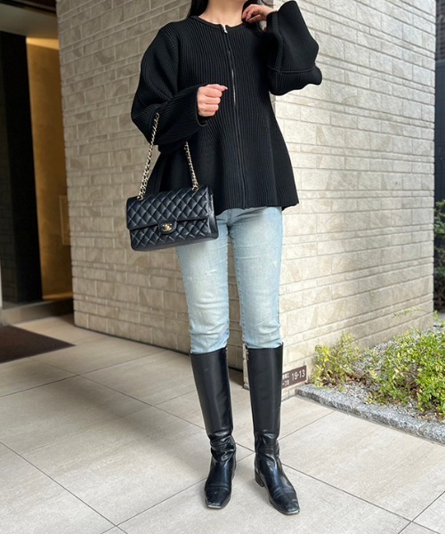 MODE ROBE（モードローブ）の「ペプラムニットブルゾン（ブルゾン・レディース・アイボリー/ブラック・FREE）」の11枚目の写真