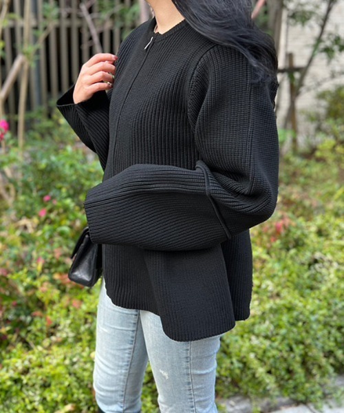 MODE ROBE（モードローブ）の「ペプラムニットブルゾン（ブルゾン・レディース・アイボリー/ブラック・FREE）」の14枚目の写真