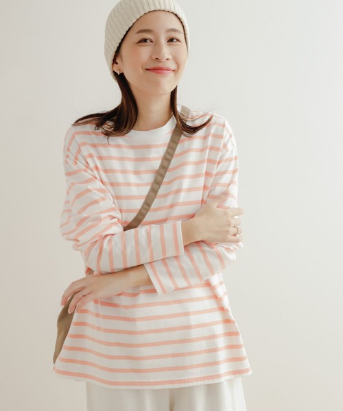 URBAN RESEARCH DOORS(アーバンリサーチドアーズ)の「ボーダーワイドプルオーバー(Tシャツ/カットソー・レディース・ブルー/ピンク/ミント/ネイビー・MEDIUM)」の4枚目の写真
